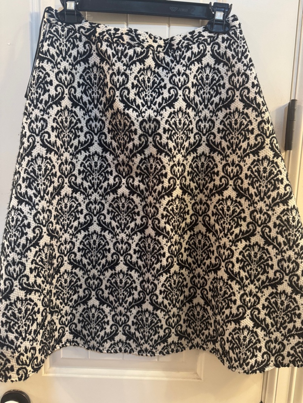 Gianni Bini Black and White Damask A-Line Skirt